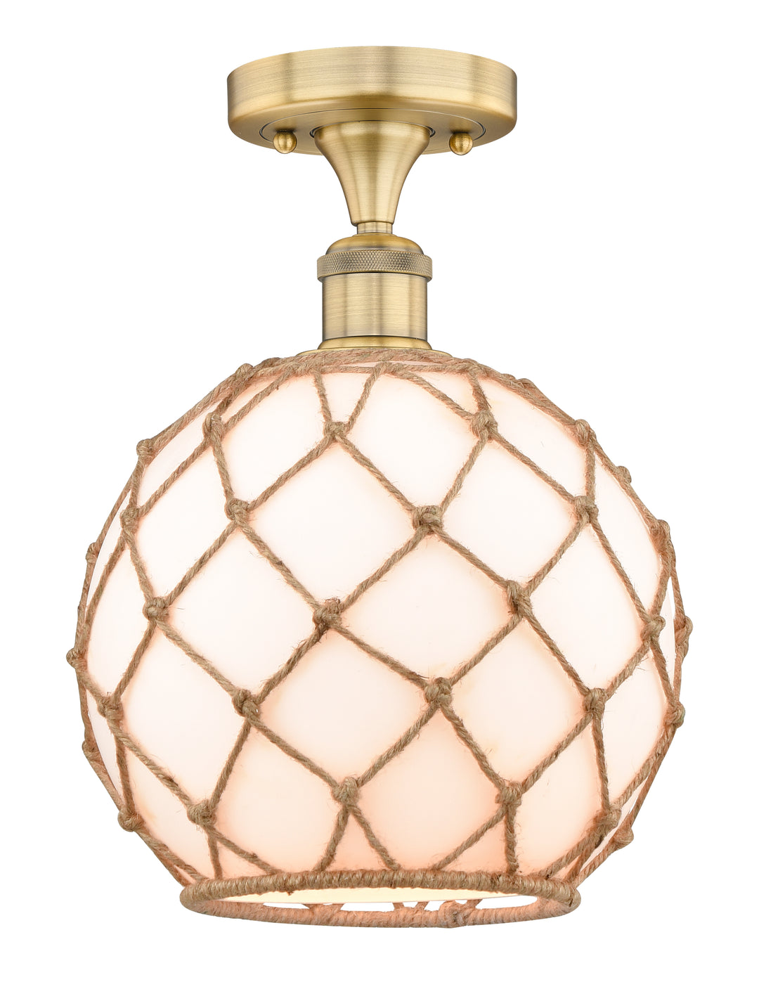 Innovations Lighting Farmhouse Rope 10" Semi-Flush Mount - Brushed Brass