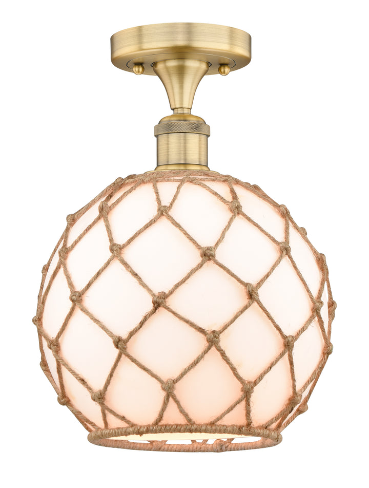 Innovations Lighting Farmhouse Rope 10" Semi-Flush Mount - Brushed Brass