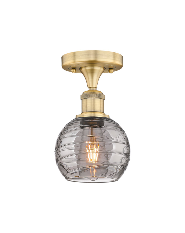 Innovations Lighting Athens Deco Swirl 6" Semi-Flush Mount - Brushed Brass Ceiling Semi Flush Mounts Innovations Lighting Light Smoke Deco Swirl ; Glass Type: Smoked  