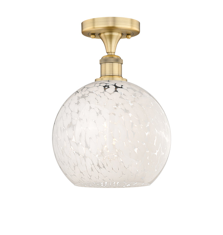 Innovations Lighting White Mouchette 10" Semi-Flush Mount - Brushed Brass Ceiling Semi Flush Mounts Innovations Lighting White Mouchette ; Glass Type: White  