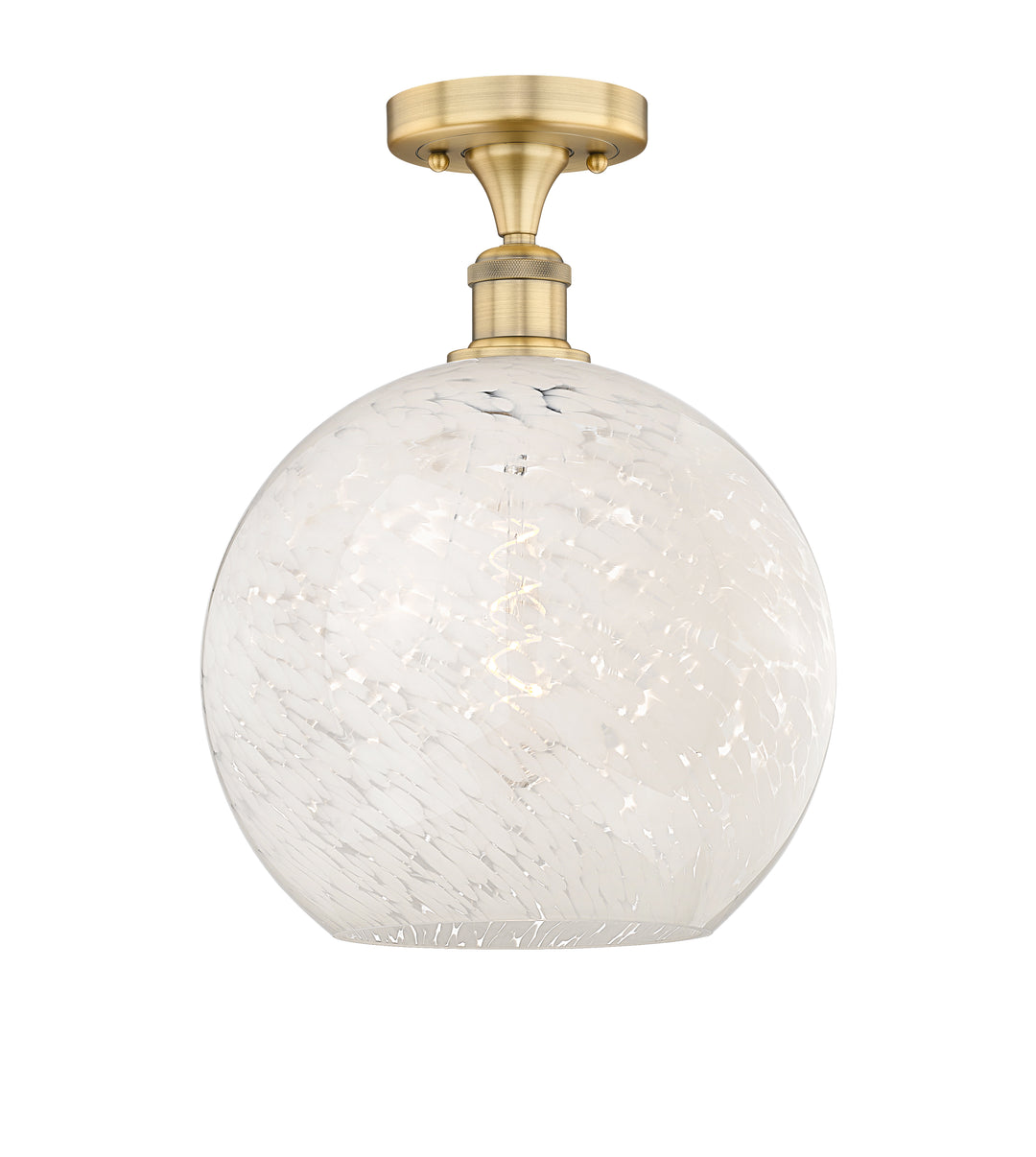 Innovations Lighting White Mouchette 12" Semi-Flush Mount - Brushed Brass