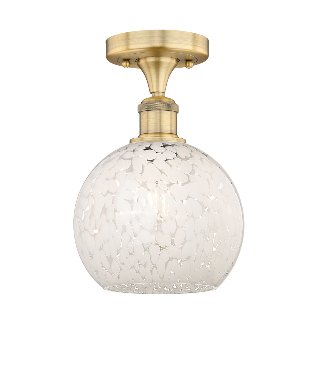 Innovations Lighting White Mouchette 8" Semi-Flush Mount - Brushed Brass Ceiling Semi Flush Mounts Innovations Lighting White Mouchette ; Glass Type: White  