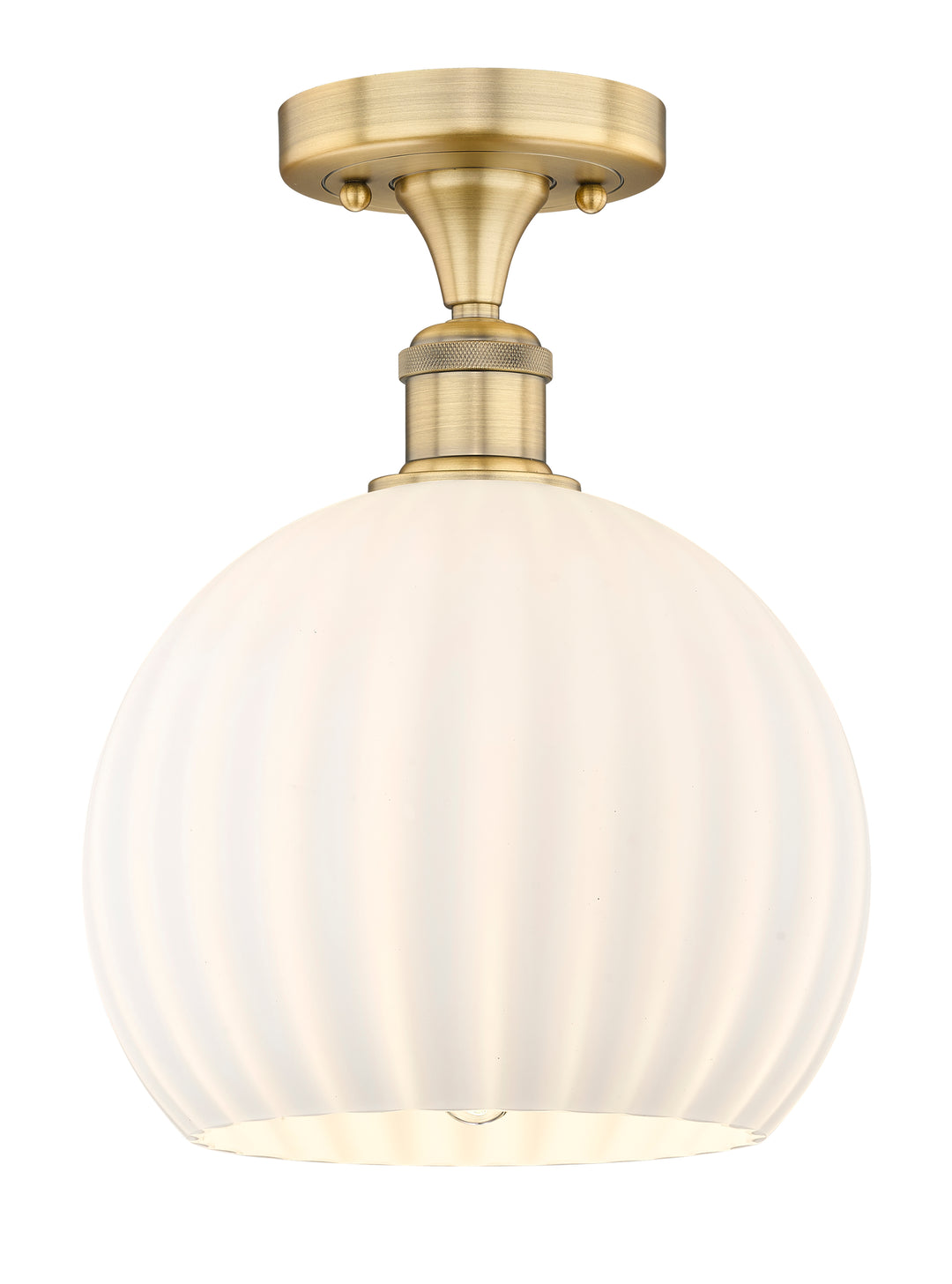 Innovations Lighting White Venetian 10" Semi-Flush Mount - Brushed Brass Ceiling Semi Flush Mounts Innovations Lighting White Venetian ; Glass Type: White  