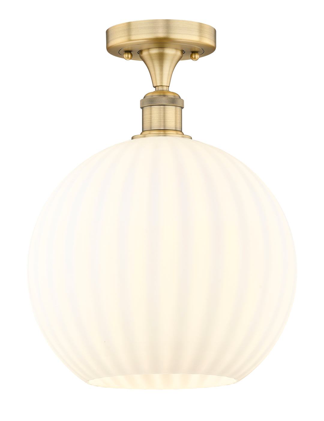 Innovations Lighting White Venetian 12" Semi-Flush Mount - Brushed Brass