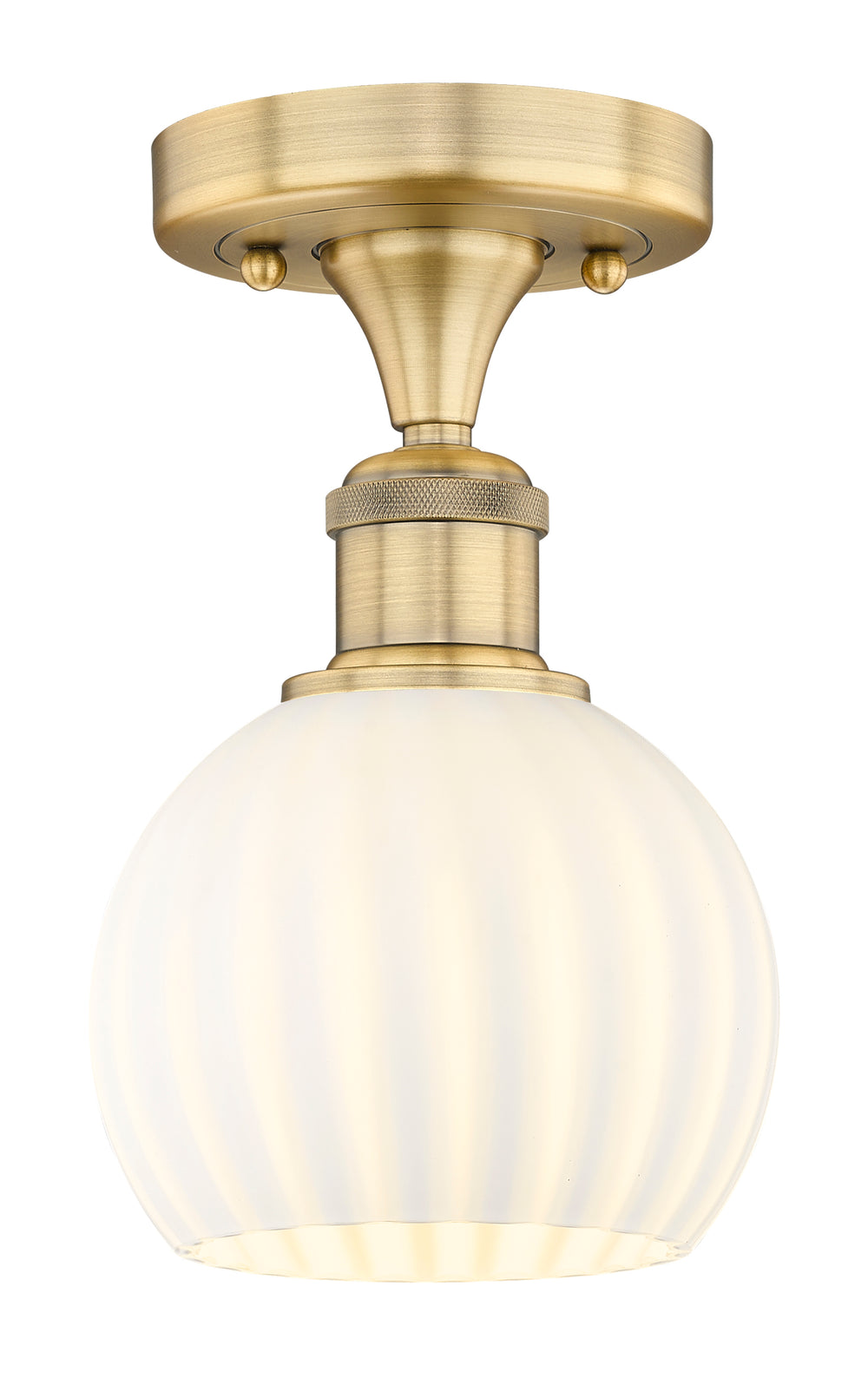 Innovations Lighting White Venetian 6" Semi-Flush Mount - Brushed Brass