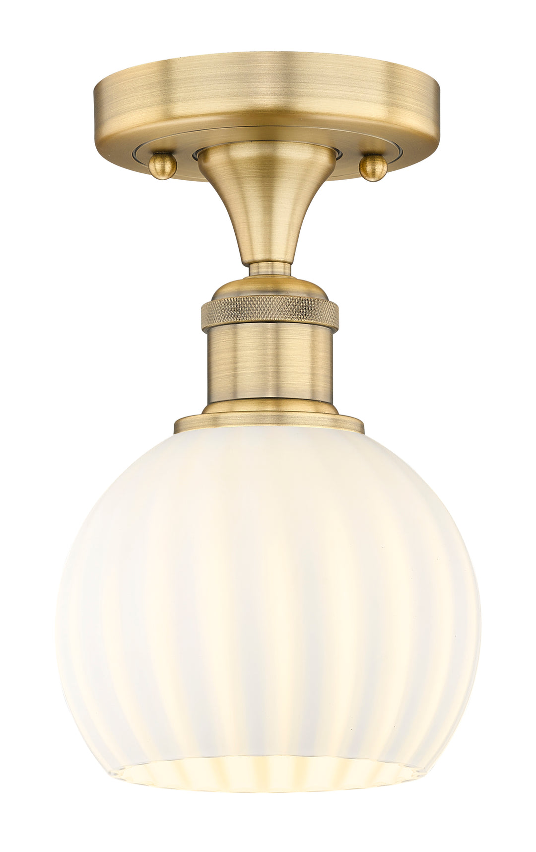 Innovations Lighting White Venetian 6" Semi-Flush Mount - Brushed Brass