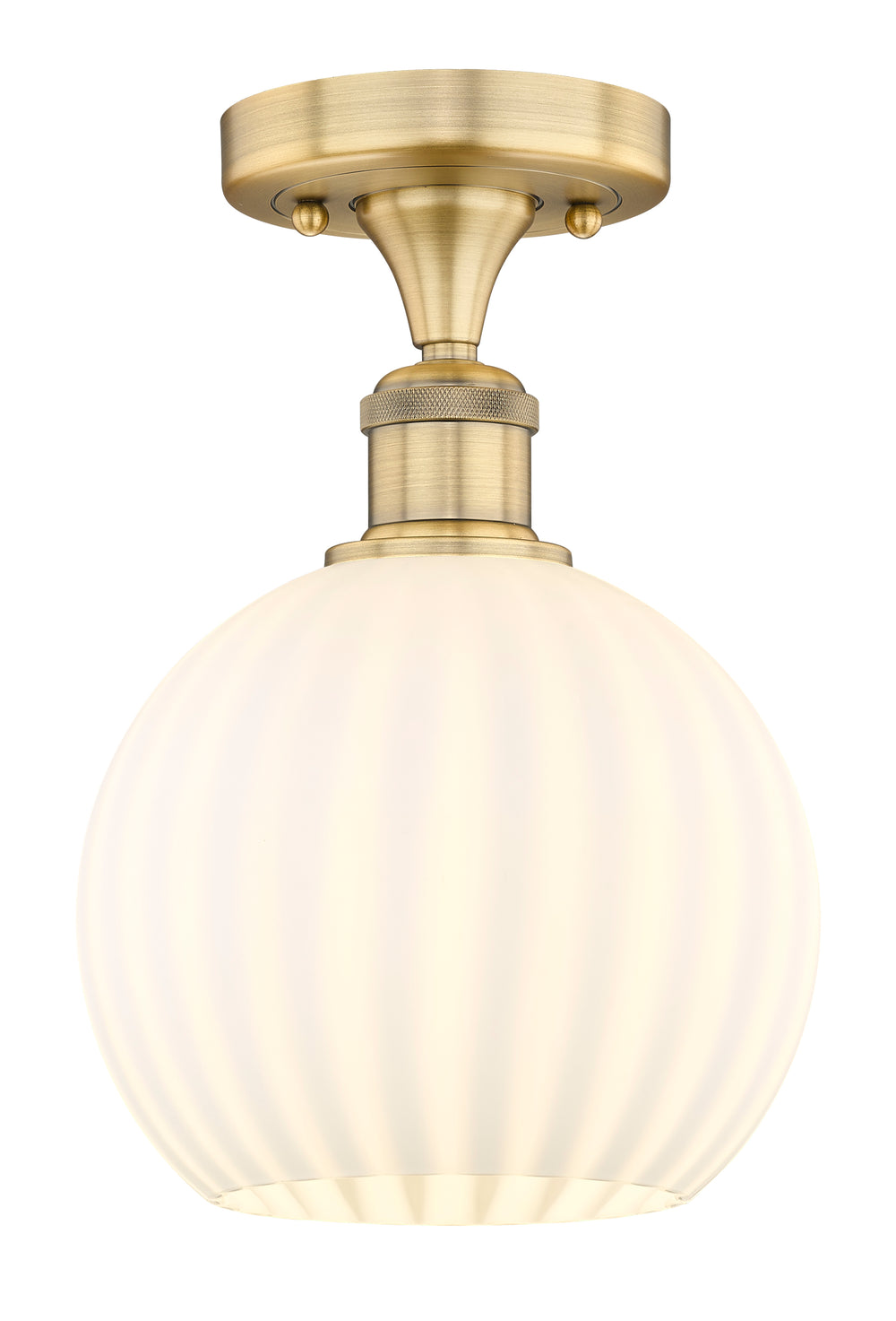 Innovations Lighting White Venetian 8" Semi-Flush Mount - Brushed Brass