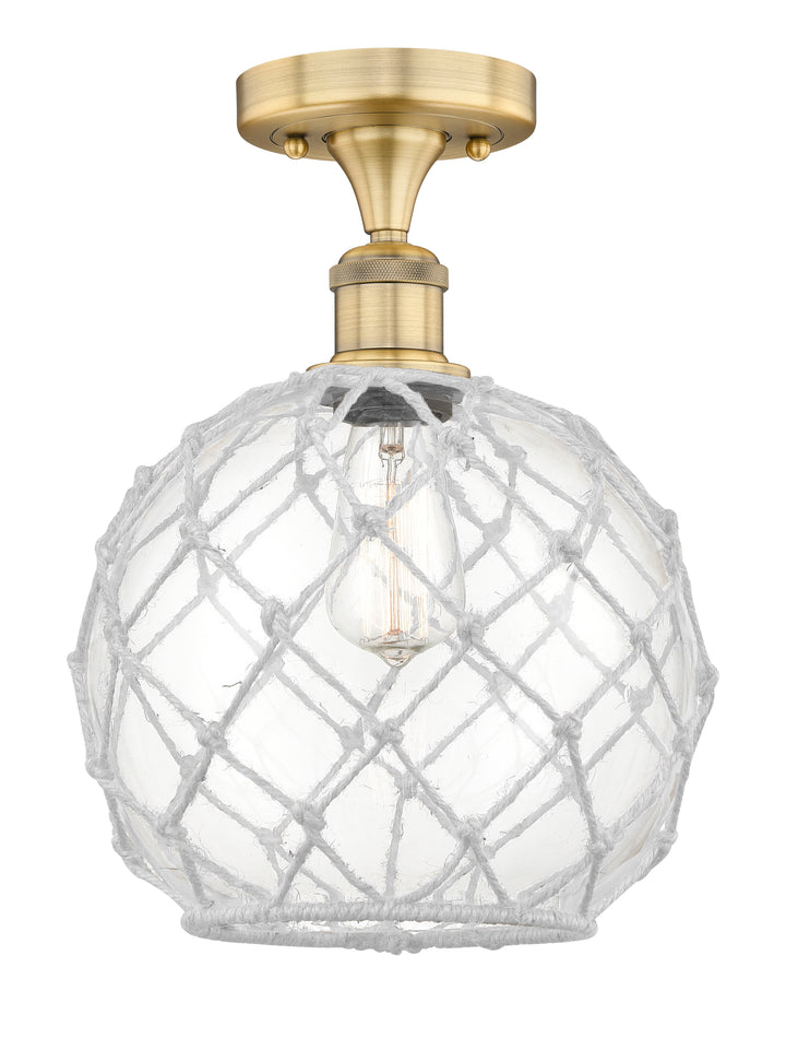 Innovations Lighting Farmhouse Rope 10" Semi-Flush Mount - Brushed Brass