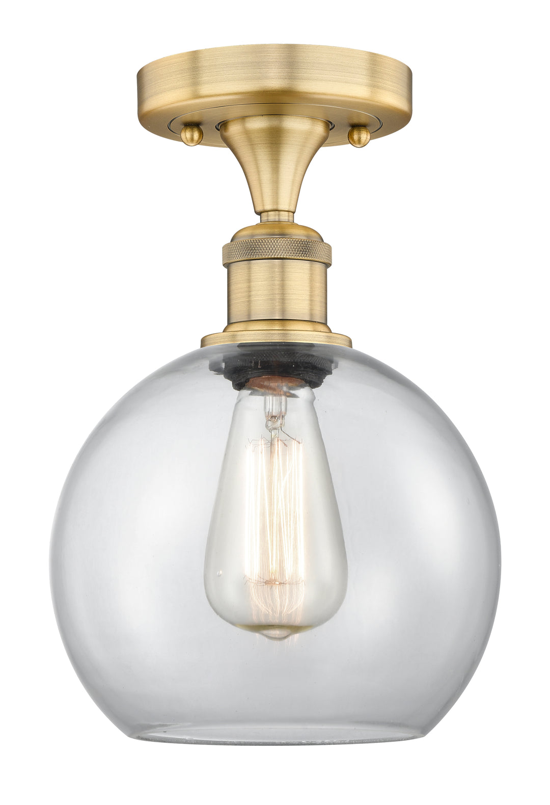 Innovations Lighting Athens 8" Semi-Flush Mount - Brushed Brass Ceiling Semi Flush Mounts Innovations Lighting Clear ; Glass Type: Clear  