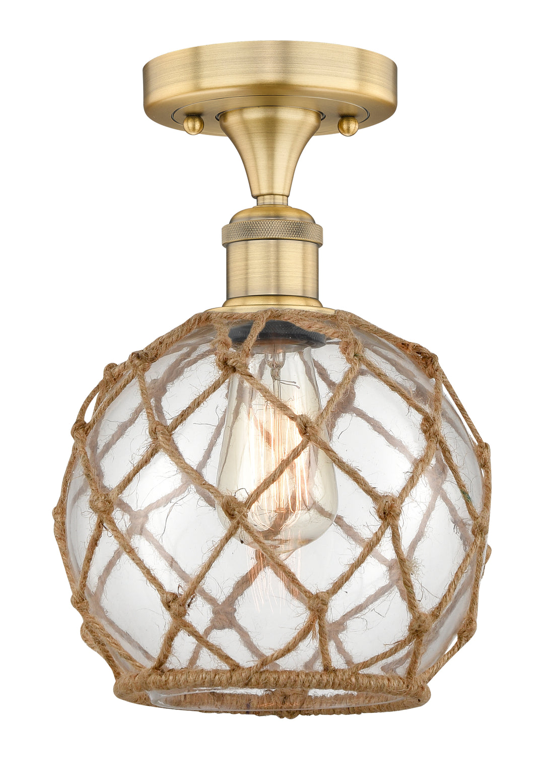 Innovations Lighting Farmhouse Rope 8" Semi-Flush Mount - Brushed Brass