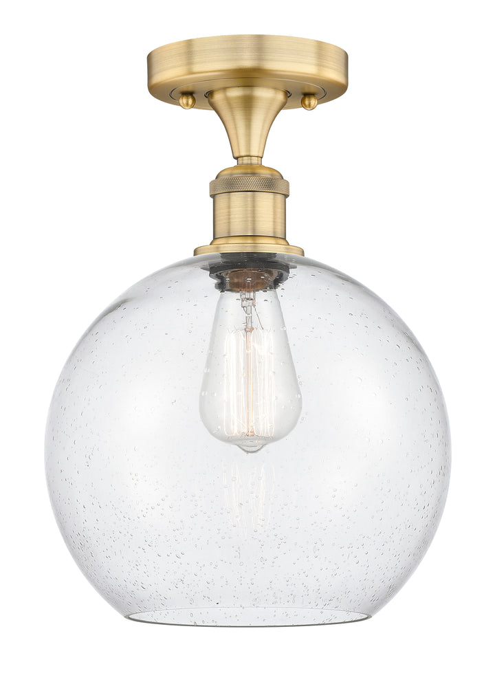 Innovations Lighting Athens 10" Semi-Flush Mount - Brushed Brass Ceiling Semi Flush Mounts Innovations Lighting Seedy ; Glass Type: Seeded  