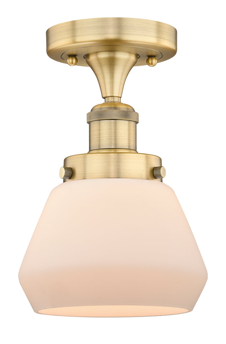 Innovations Lighting Fulton 7" Semi-Flush Mount - Brushed Brass Ceiling Semi Flush Mounts Innovations Lighting Matte White ; Glass Type: Frosted  