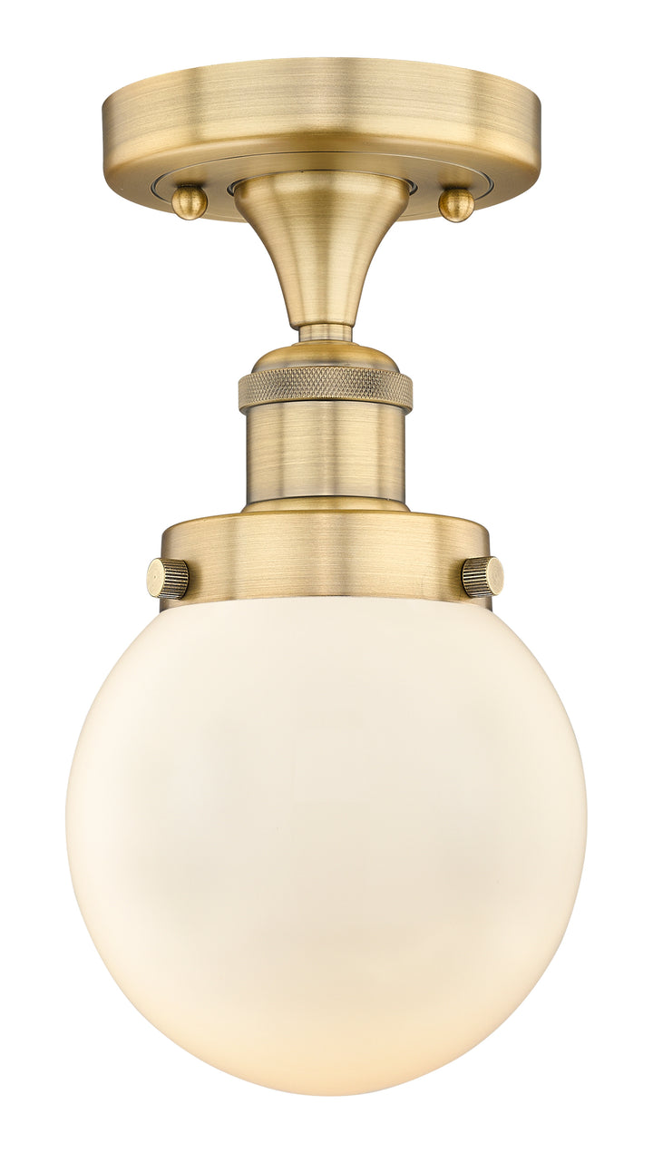 Innovations Lighting Beacon 6" Semi-Flush Mount - Brushed Brass Ceiling Semi Flush Mounts Innovations Lighting Matte White ; Glass Type: Frosted  