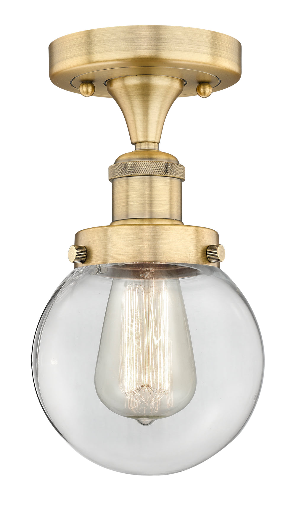 Innovations Lighting Beacon 6" Semi-Flush Mount - Brushed Brass Ceiling Semi Flush Mounts Innovations Lighting Clear ; Glass Type: Transparent  