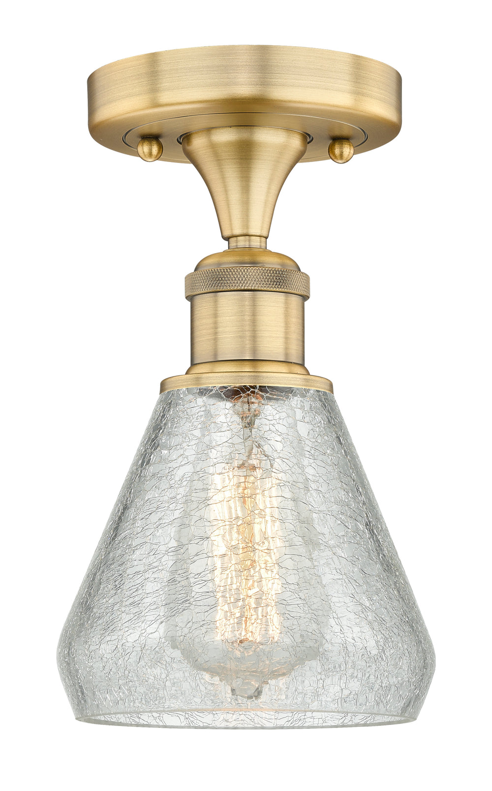 Innovations Lighting Conesus 6" Flush Mount - Brushed Brass Ceiling Flush Mounts Innovations Lighting Clear Crackle ; Glass Type: Crackled  