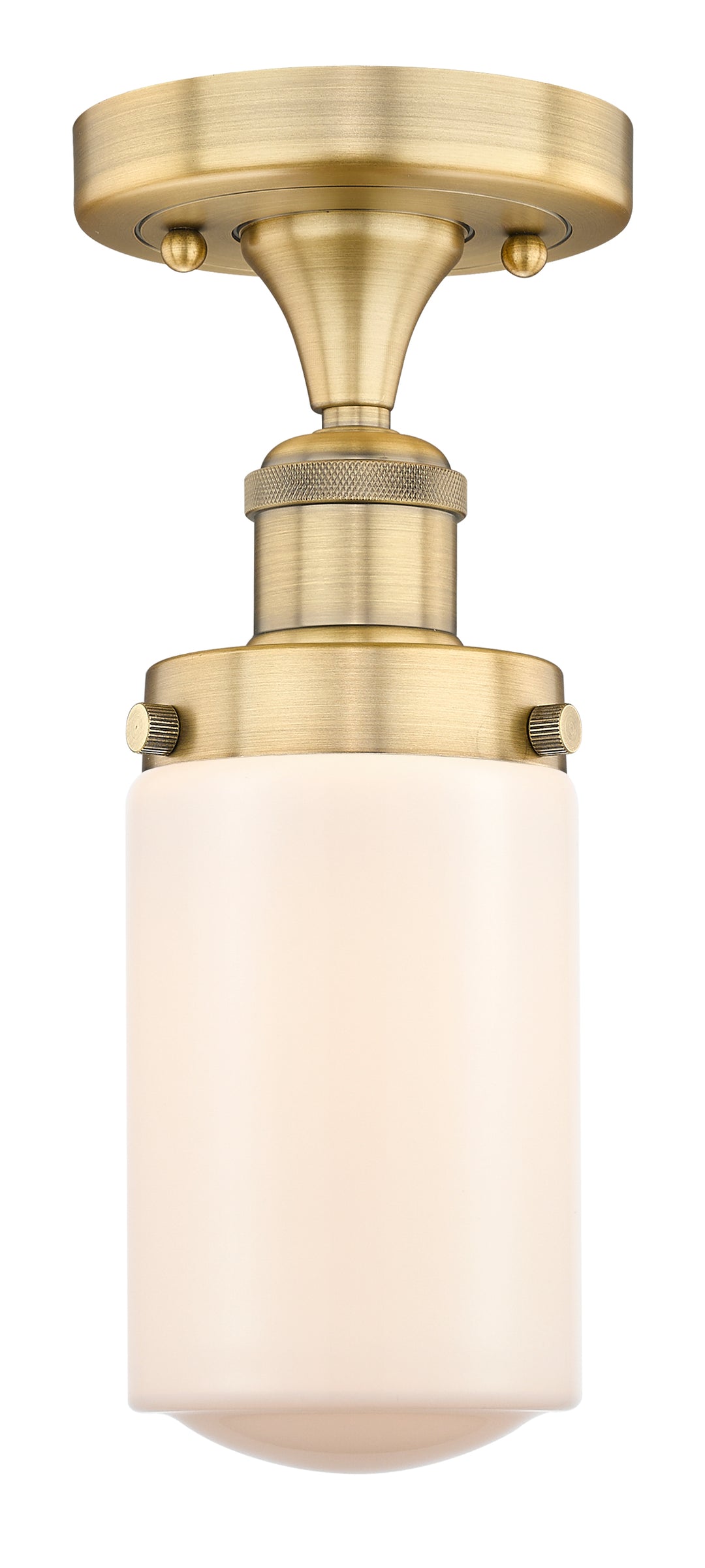 Innovations Lighting Dover 4.5" Semi-Flush Mount - Brushed Brass Ceiling Semi Flush Mounts Innovations Lighting Matte White ; Glass Type: Frosted  