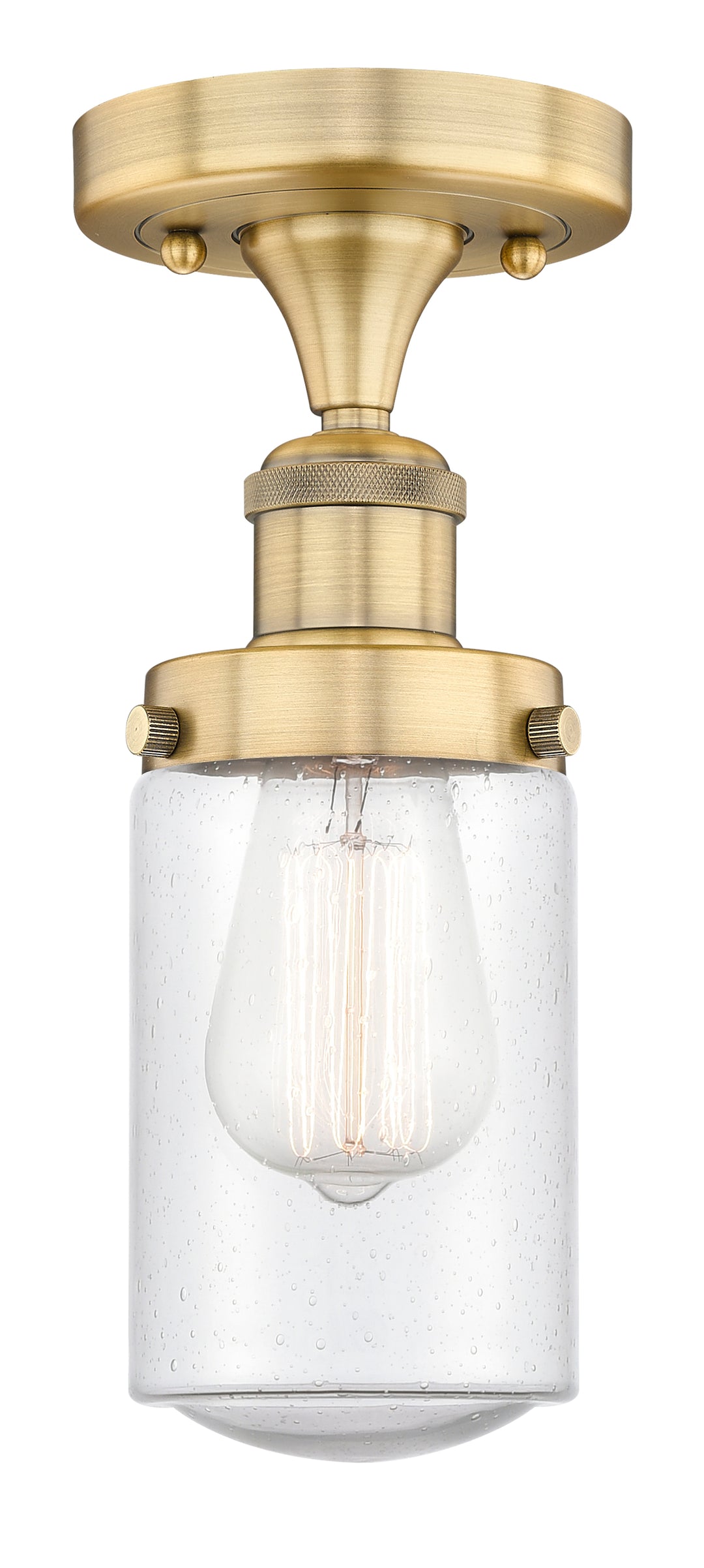 Innovations Lighting Dover 4.5" Semi-Flush Mount - Brushed Brass Ceiling Semi Flush Mounts Innovations Lighting Seedy ; Glass Type: Seedy; Ribbed  