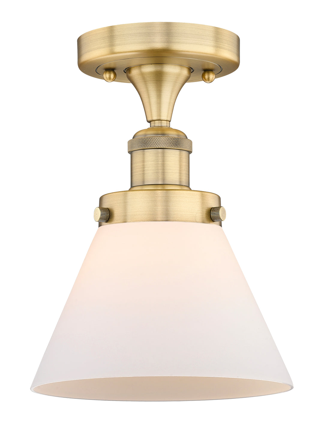 Innovations Lighting Cone 8" Semi-Flush Mount - Brushed Brass Ceiling Semi Flush Mounts Innovations Lighting Matte White ; Glass Type: Frosted  