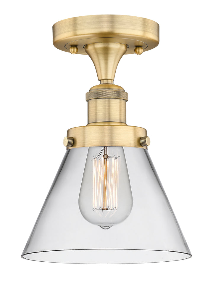 Innovations Lighting Cone 8" Semi-Flush Mount - Brushed Brass Ceiling Semi Flush Mounts Innovations Lighting Clear ; Glass Type: Transparent  