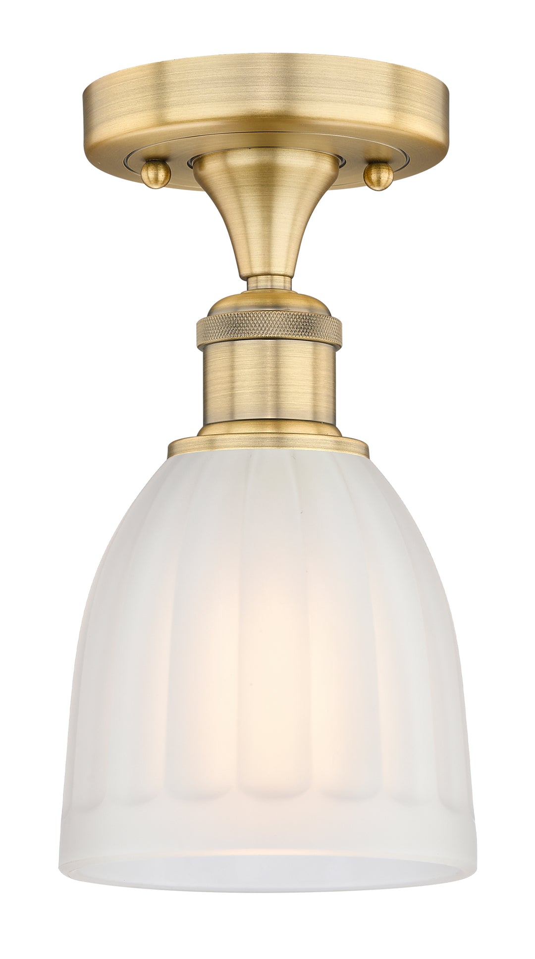 Innovations Lighting Brookfield 6" Semi-Flush Mount - Brushed Brass Ceiling Semi Flush Mounts Innovations Lighting White ; Glass Type: Frosted; Ribbed  