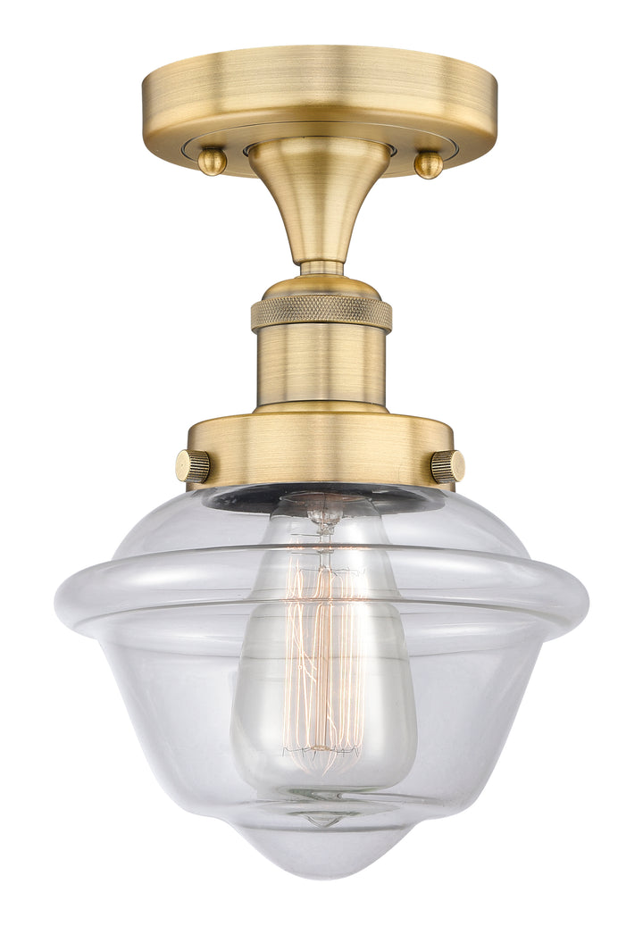 Innovations Lighting Oxford 7.5" Semi-Flush Mount - Brushed Brass Ceiling Semi Flush Mounts Innovations Lighting Clear ; Glass Type: Transparent; Ribbed  