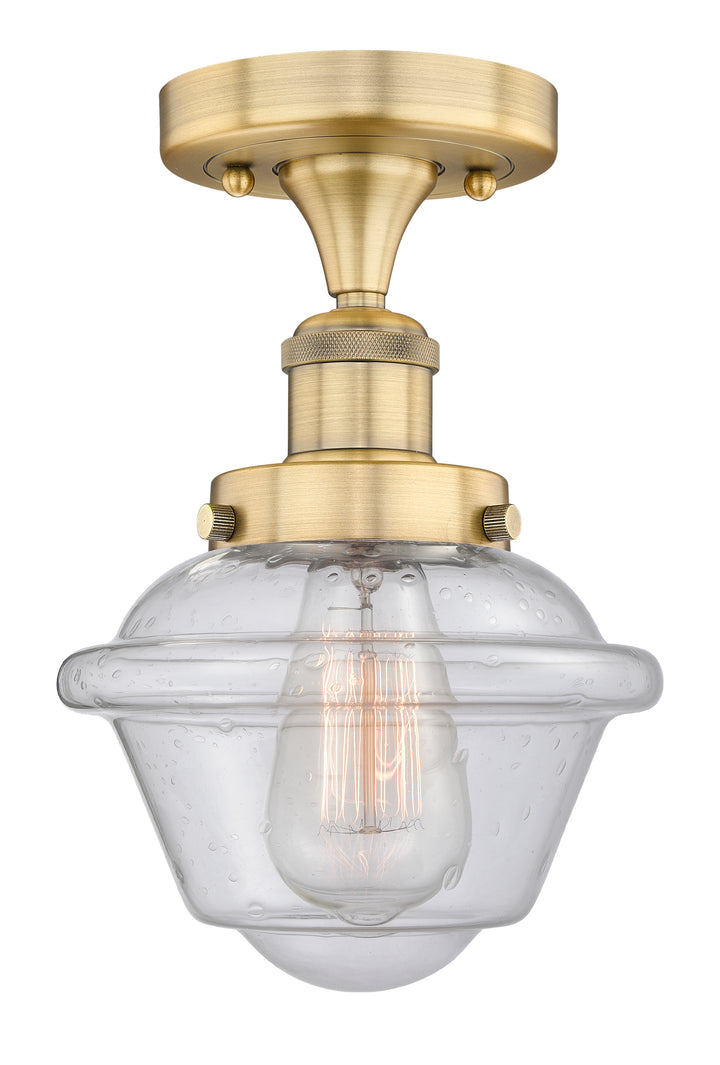 Innovations Lighting Oxford 7.5" Semi-Flush Mount - Brushed Brass Ceiling Semi Flush Mounts Innovations Lighting Seedy ; Glass Type: Seedy; Ribbed  