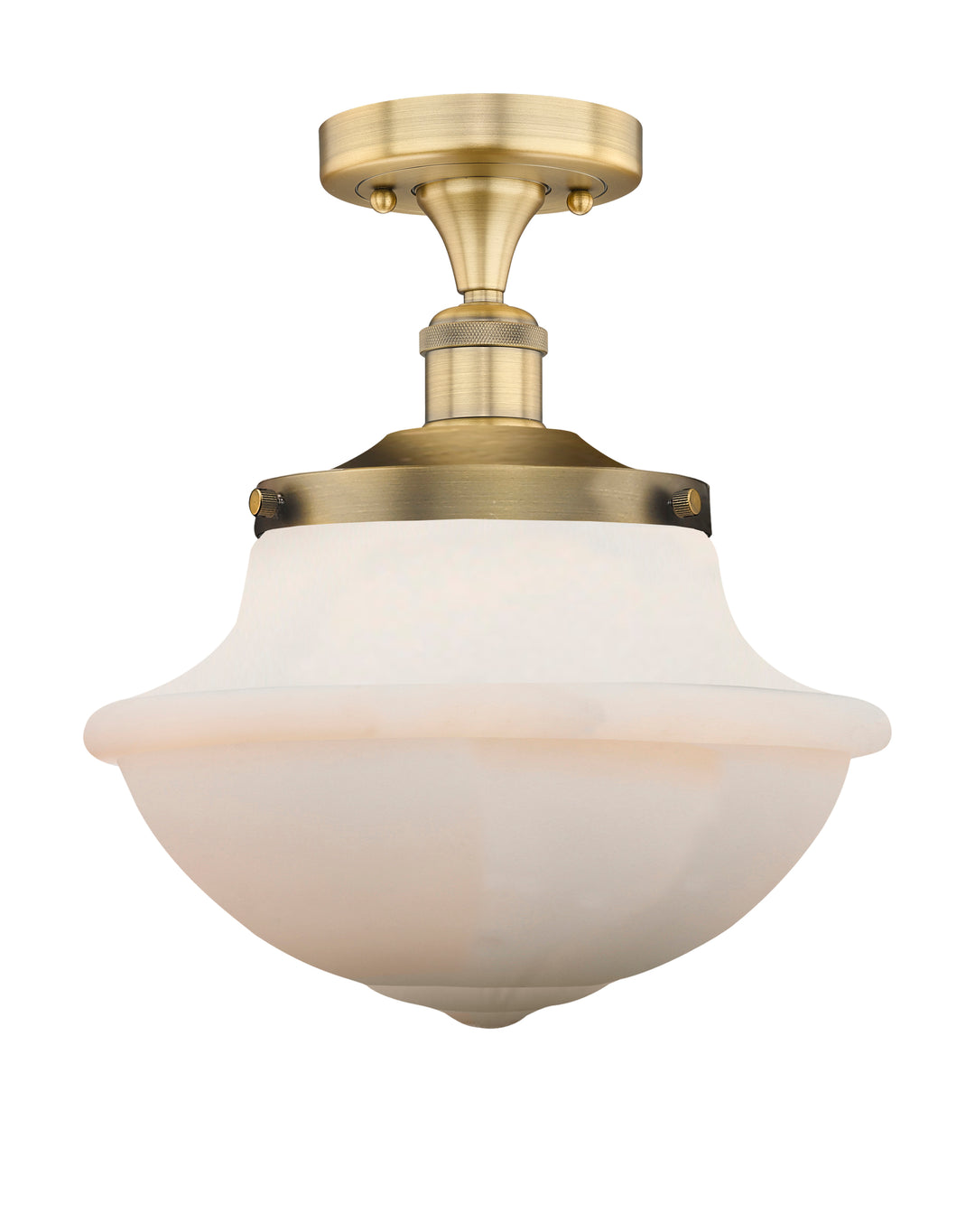 Innovations Lighting Oxford 12" Semi-Flush Mount - Brushed Brass Ceiling Semi Flush Mounts Innovations Lighting Matte White ; Glass Type: Frosted  