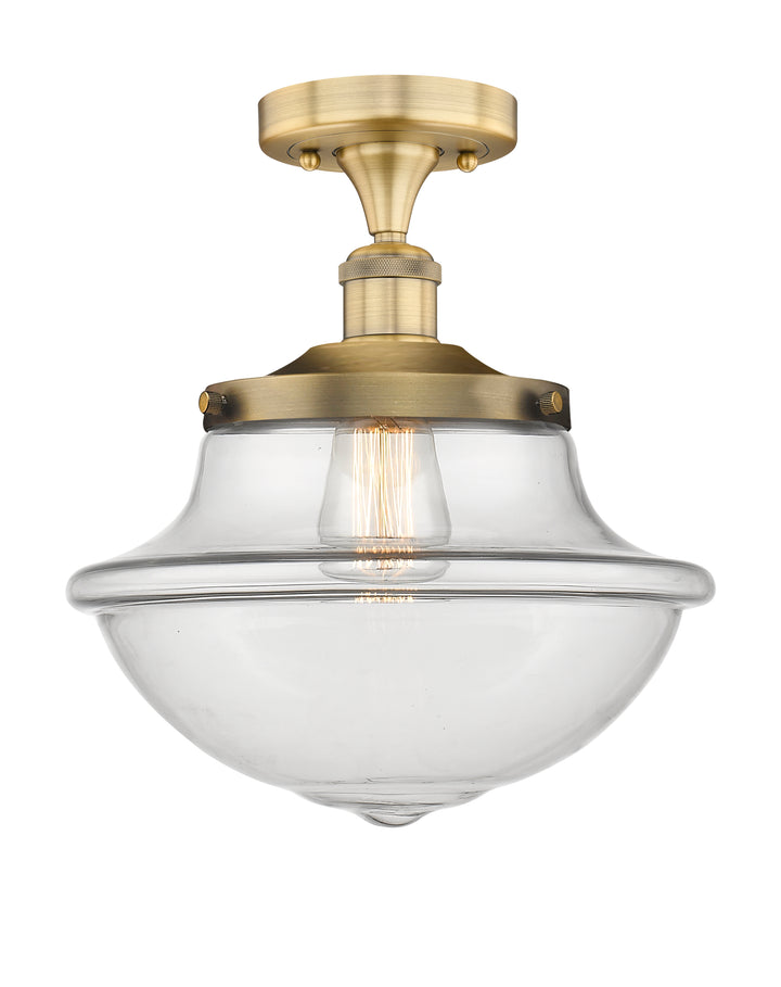 Innovations Lighting Oxford 12" Semi-Flush Mount - Brushed Brass Ceiling Semi Flush Mounts Innovations Lighting Clear ; Glass Type: Transparent  