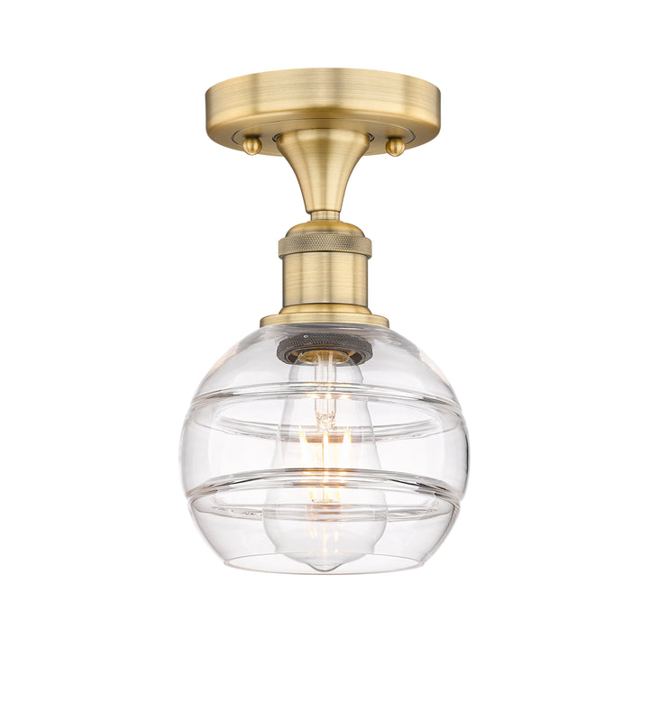 Innovations Lighting Rochester 6" Semi-Flush Mount - Brushed Brass Ceiling Semi Flush Mounts Innovations Lighting Clear ; Glass Type: Clear  