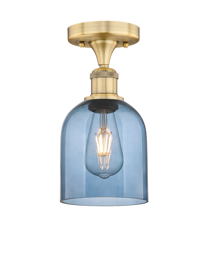 Innovations Lighting Bella 6" Semi-Flush Mount - Brushed Brass Ceiling Semi Flush Mounts Innovations Lighting Blue  ; Glass Type: Blue  