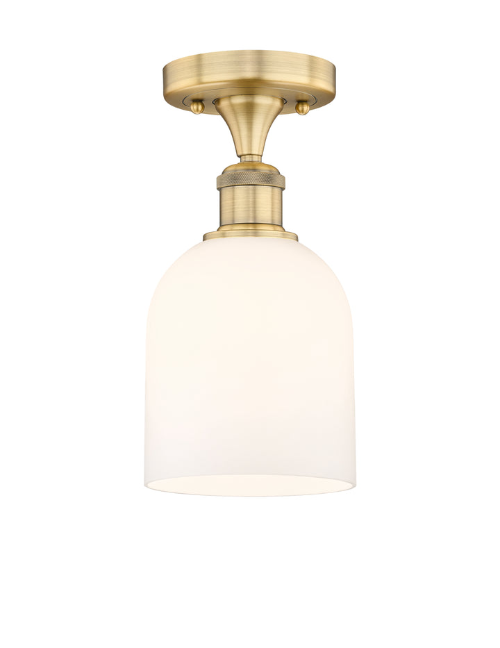 Innovations Lighting Bella 6" Semi-Flush Mount - Brushed Brass Ceiling Semi Flush Mounts Innovations Lighting White ; Glass Type: White  