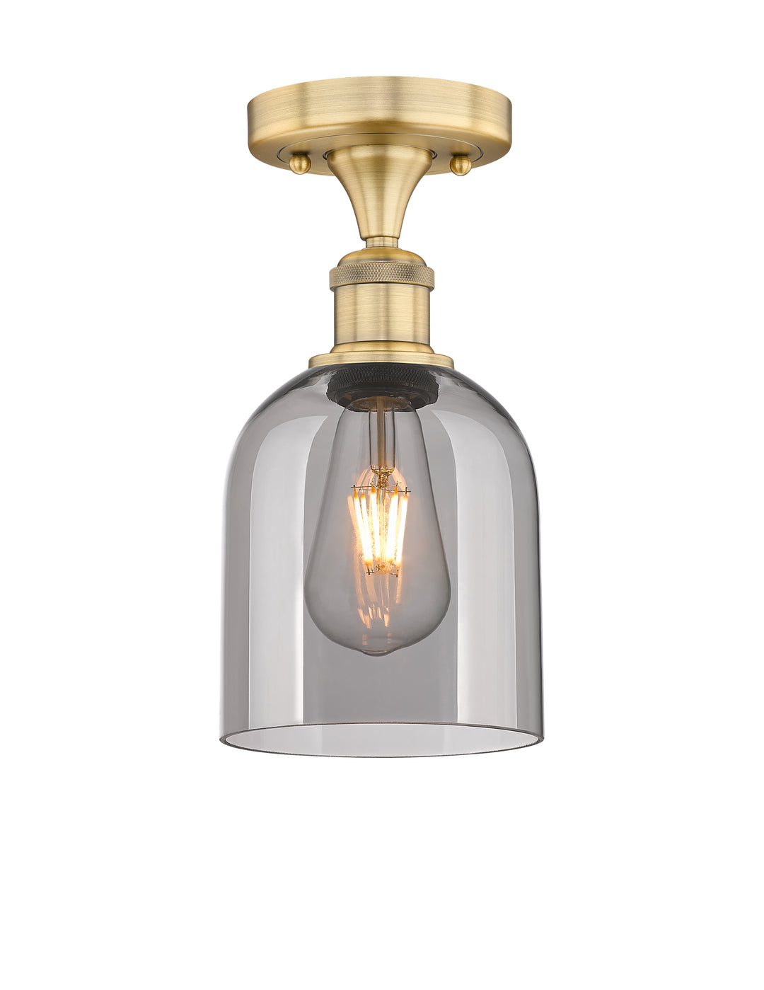 Innovations Lighting Bella 6" Semi-Flush Mount - Brushed Brass Ceiling Semi Flush Mounts Innovations Lighting Light Smoke ; Glass Type: Smoked  