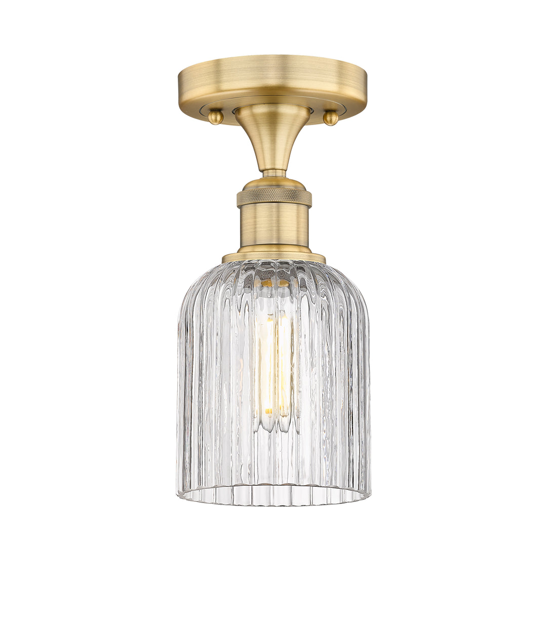 Innovations Lighting Bridal Veil 5" Semi-Flush Mount - Brushed Brass Ceiling Semi Flush Mounts Innovations Lighting Clear ; Glass Type: Clear; Ribbed  