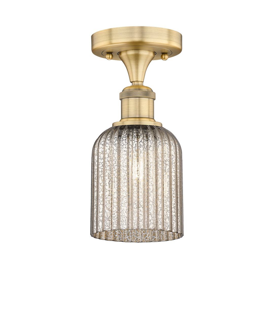 Innovations Lighting Bridal Veil 5" Semi-Flush Mount - Brushed Brass Ceiling Semi Flush Mounts Innovations Lighting Mercury ; Glass Type: Mercury; Ribbed  