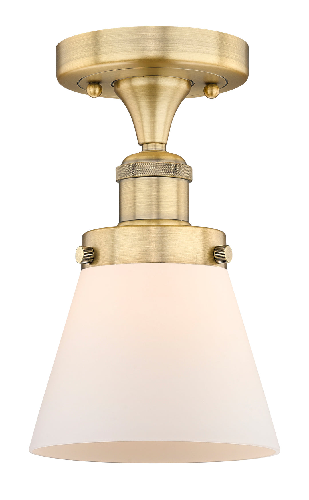 Innovations Lighting Cone 6" Semi-Flush Mount - Brushed Brass Ceiling Semi Flush Mounts Innovations Lighting Matte White ; Glass Type: Frosted  