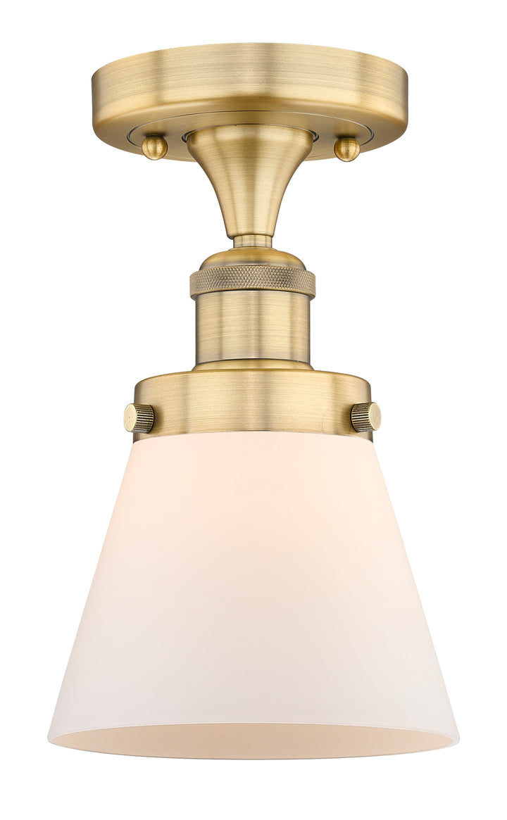 Innovations Lighting Cone 6" Semi-Flush Mount - Brushed Brass Ceiling Semi Flush Mounts Innovations Lighting Matte White ; Glass Type: Frosted  