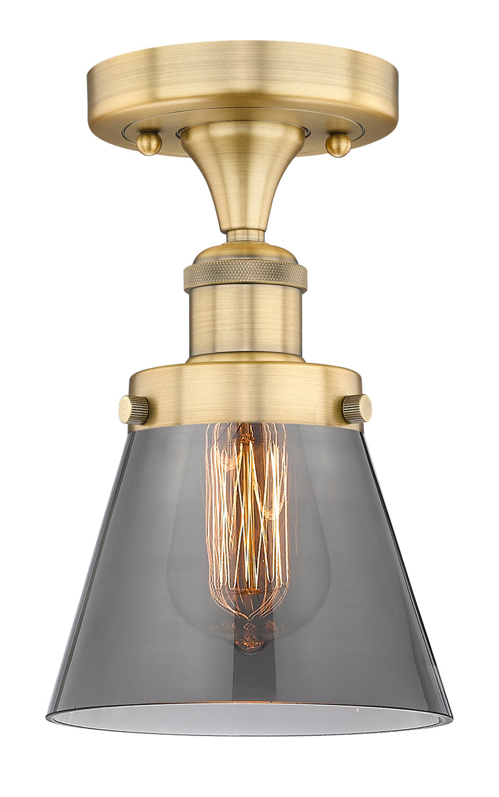 Innovations Lighting Cone 6" Semi-Flush Mount - Brushed Brass Ceiling Semi Flush Mounts Innovations Lighting Light Smoke ; Glass Type: Colorful  