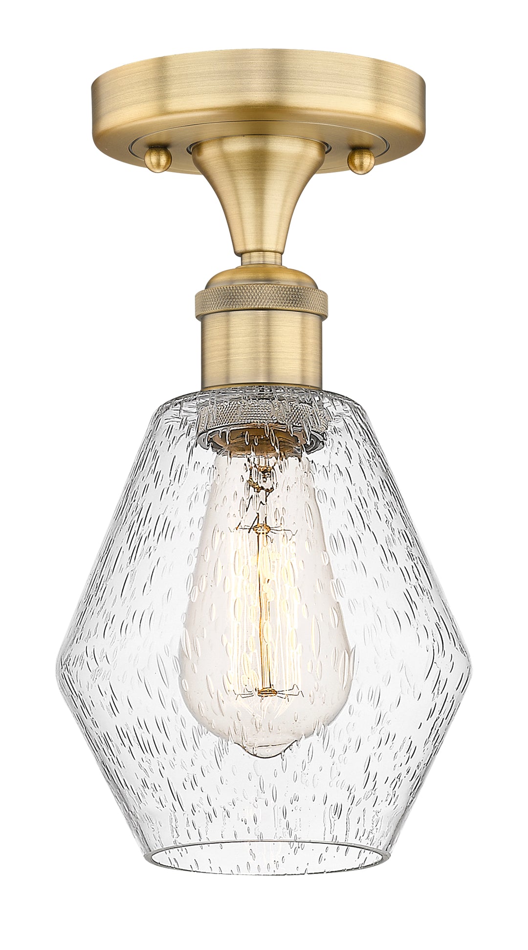 Innovations Lighting Cindyrella 6" Semi-Flush Mount - Brushed Brass Ceiling Semi Flush Mounts Innovations Lighting Seedy ; Glass Type: Seeded  