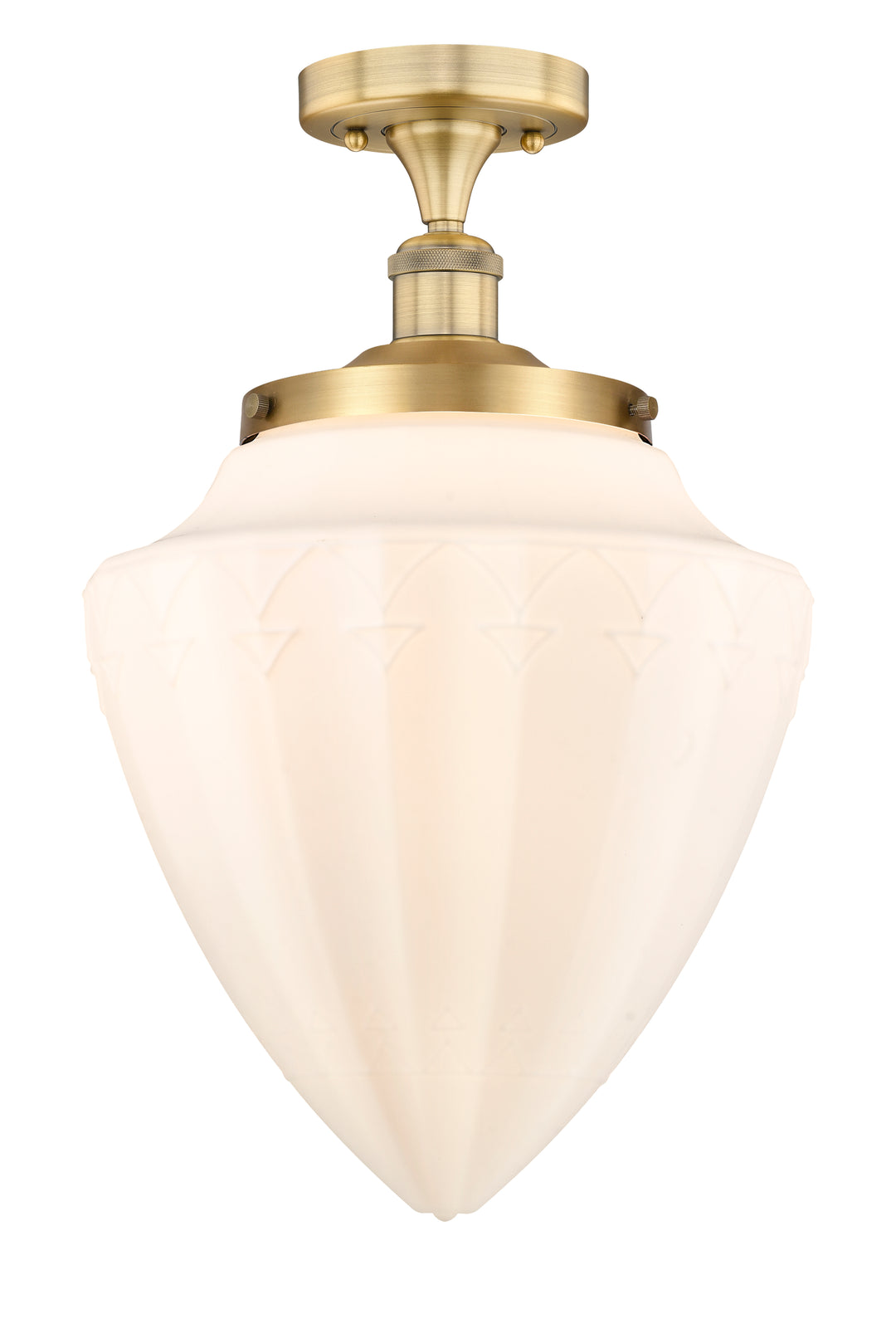 Innovations Lighting Bridgeton 15.75" Semi-Flush Mount Ceiling Semi Flush Mounts Innovations Lighting Brushed Brass Matte White ; Glass Type: Frosted 