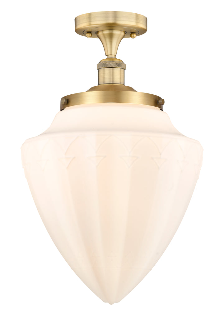 Innovations Lighting Bridgeton 15.75" Semi-Flush Mount Ceiling Semi Flush Mounts Innovations Lighting Brushed Brass Matte White ; Glass Type: Frosted 