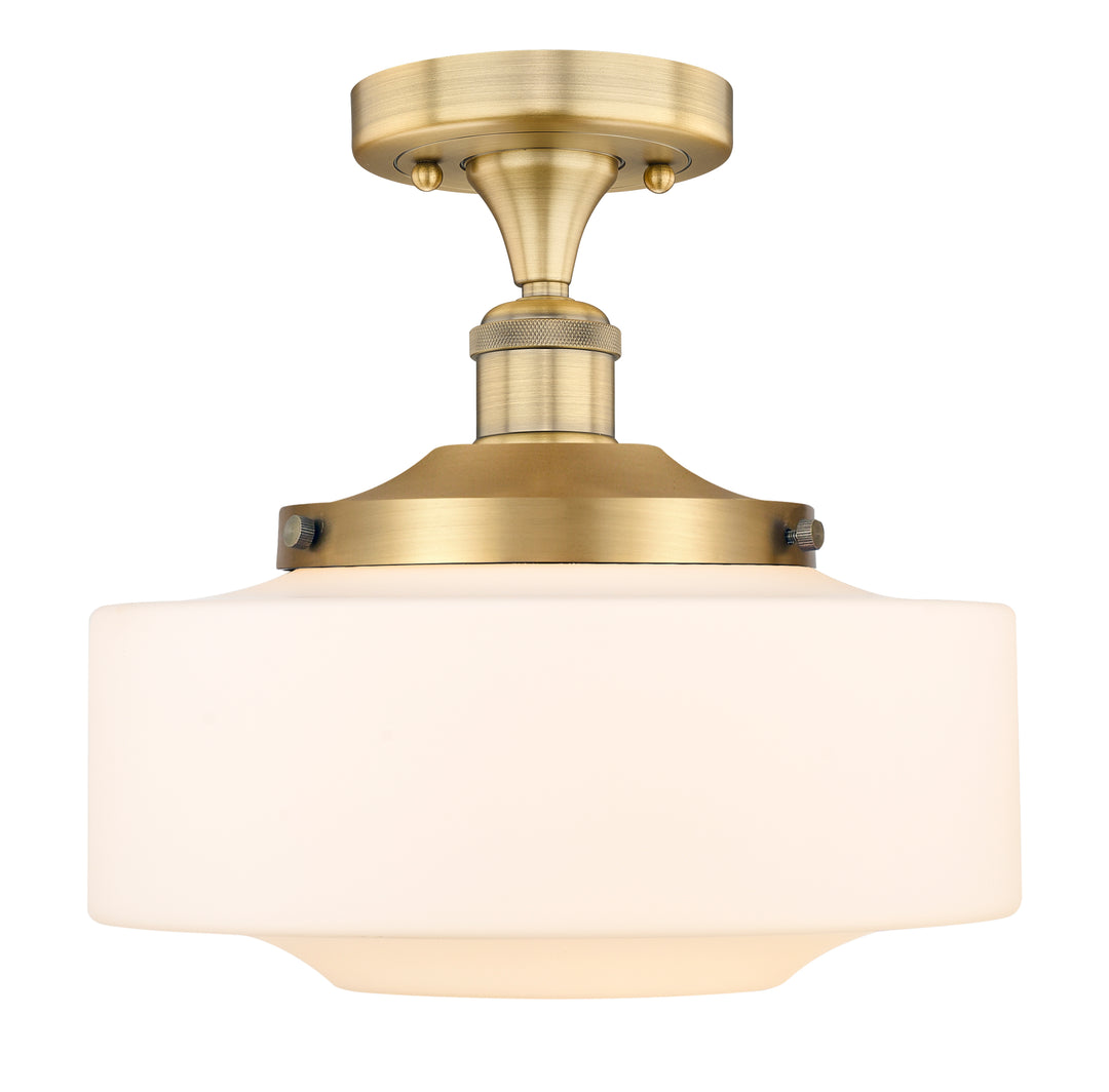 Innovations Lighting Bridgeton 12" Semi-Flush Mount - Brushed Brass Ceiling Semi Flush Mounts Innovations Lighting Matte White ; Glass Type: Frosted  