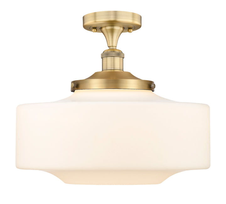 Innovations Lighting Bridgeton 16" Semi-Flush Mount - Brushed Brass Ceiling Semi Flush Mounts Innovations Lighting Matte White ; Glass Type: Frosted  