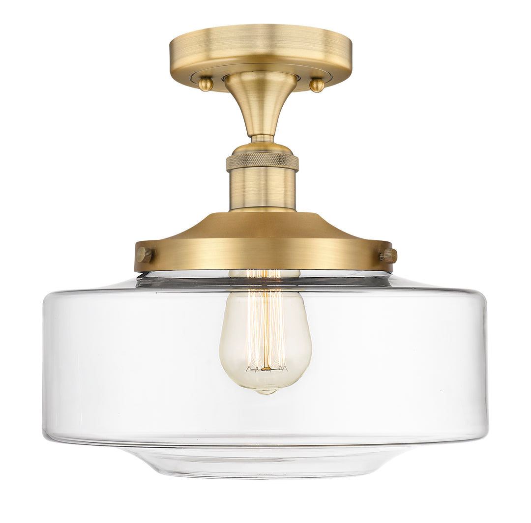 Innovations Lighting Bridgeton 12" Semi-Flush Mount - Brushed Brass Ceiling Semi Flush Mounts Innovations Lighting Clear ; Glass Type: Transparent  