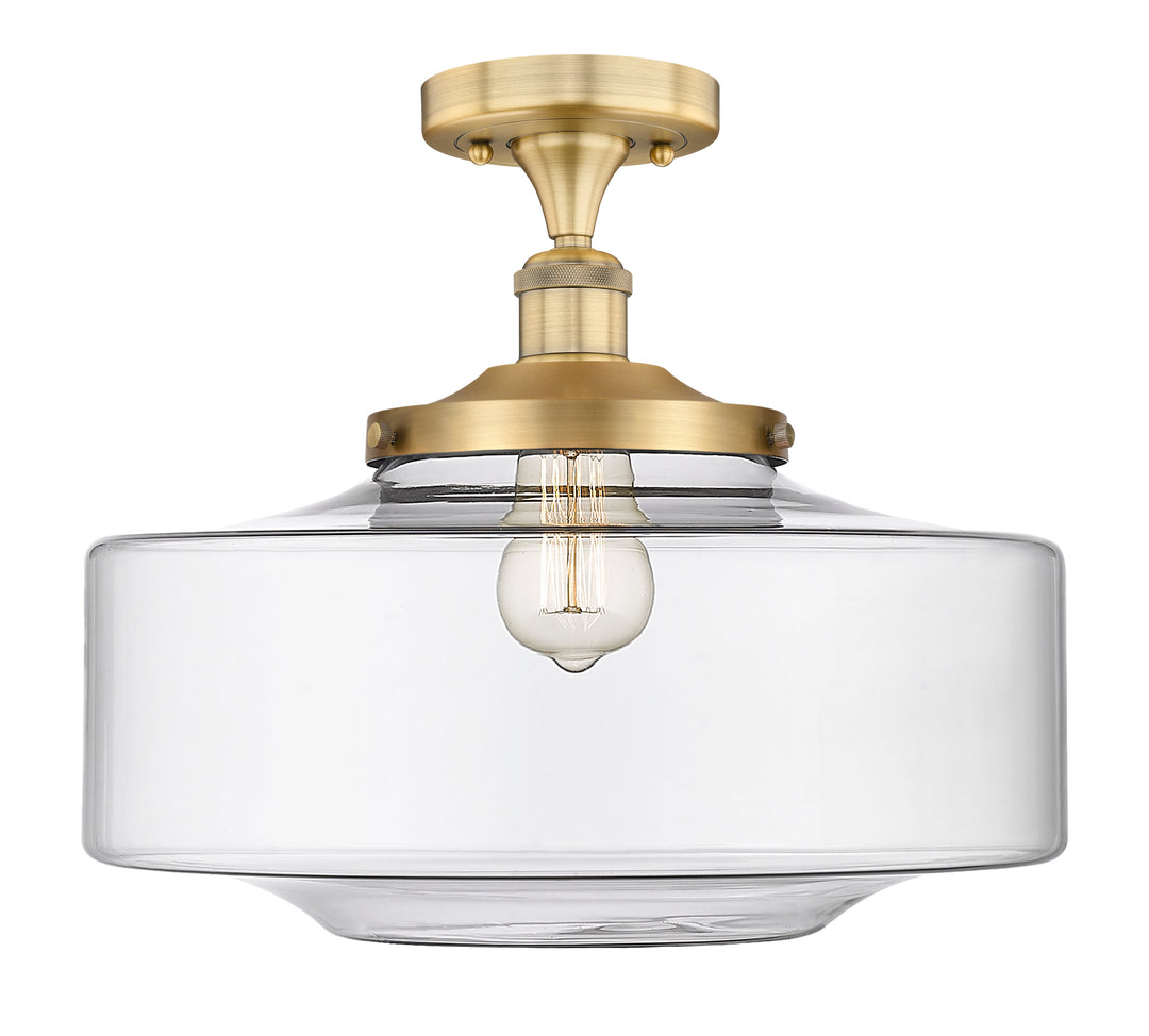 Innovations Lighting Bridgeton 16" Semi-Flush Mount - Brushed Brass Ceiling Semi Flush Mounts Innovations Lighting Clear ; Glass Type: Transparent  