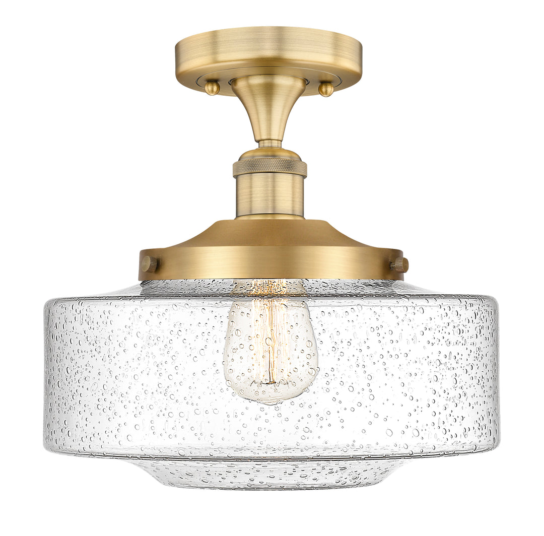 Innovations Lighting Bridgeton 12" Semi-Flush Mount - Brushed Brass Ceiling Semi Flush Mounts Innovations Lighting Seedy ; Glass Type: Seeded  