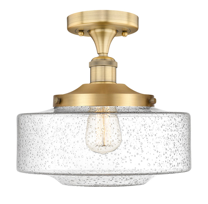 Innovations Lighting Bridgeton 12" Semi-Flush Mount - Brushed Brass Ceiling Semi Flush Mounts Innovations Lighting Seedy ; Glass Type: Seeded  