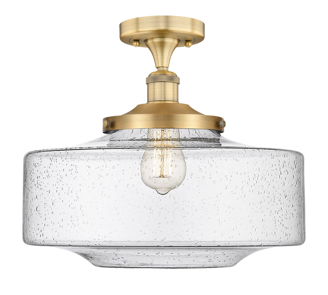 Innovations Lighting Bridgeton 16" Semi-Flush Mount - Brushed Brass Ceiling Semi Flush Mounts Innovations Lighting Seedy ; Glass Type: Seeded  