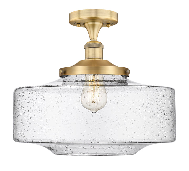 Innovations Lighting Bridgeton 16" Semi-Flush Mount - Brushed Brass Ceiling Semi Flush Mounts Innovations Lighting Seedy ; Glass Type: Seeded  