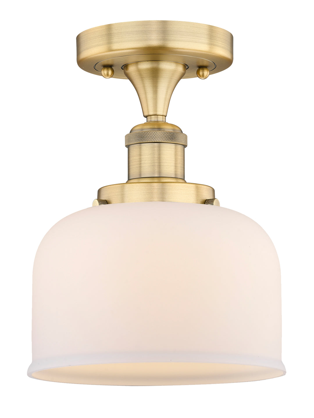 Innovations Lighting Bell 8" Semi-Flush Mount - Brushed Brass Ceiling Semi Flush Mounts Innovations Lighting Matte White ; Glass Type: Frosted  