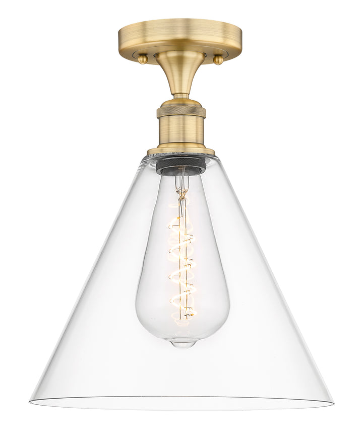 Innovations Lighting Berkshire Glass 12" Semi-Flush Mount - Brushed Brass Ceiling Semi Flush Mounts Innovations Lighting Clear ; Glass Type: Clear  